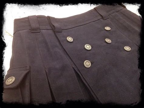 Black kilt with antique silver buttons on apron and cargo … | Flickr