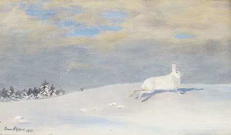 Hare in winter landscape Painting by BRUNO liljefors - Fine Art America