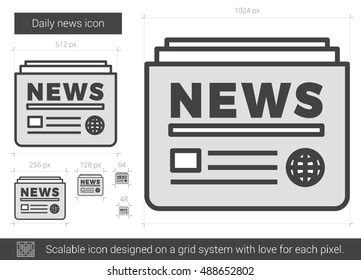 Daily News Vector Line Icon Isolated Stock Vector (Royalty Free ...