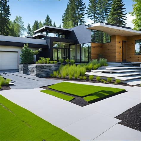 Premium AI Image | Photo of a beautiful modern villa with stunning landscaping and a welcoming ...