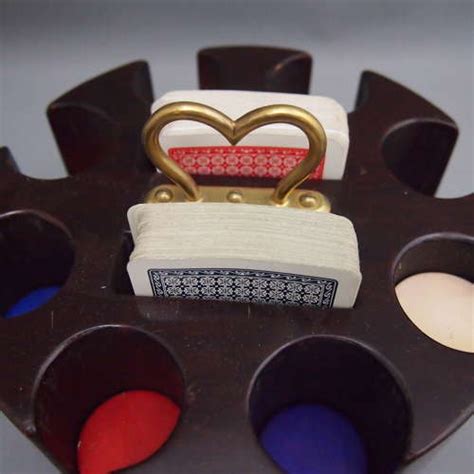 Vintage Wood Revolving Poker Chip Holder,W8663