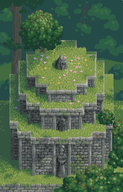 Temple Top, Dani Riise | Pixel art landscape, Pixel art games, Pixel ...