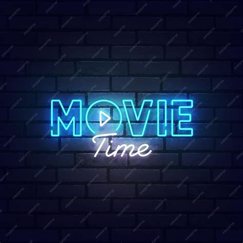 Premium Vector | Movie neon sign bright signboard light banner movie time logo neon emblem ...