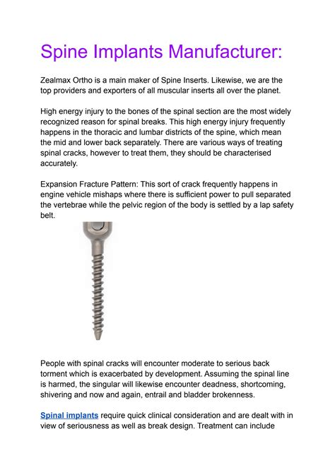 Spine Implants Manufacturer by zealmax - Issuu