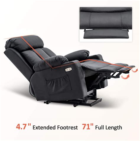 Large Electric Power Lift Recliner Chair with Extended Footrest for Ta ...