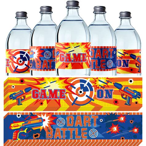 Buy 30 Pieces Dart Parties Bottle Wraps Dart Bottle Stickers Waterproof Water Bottle Labels for ...