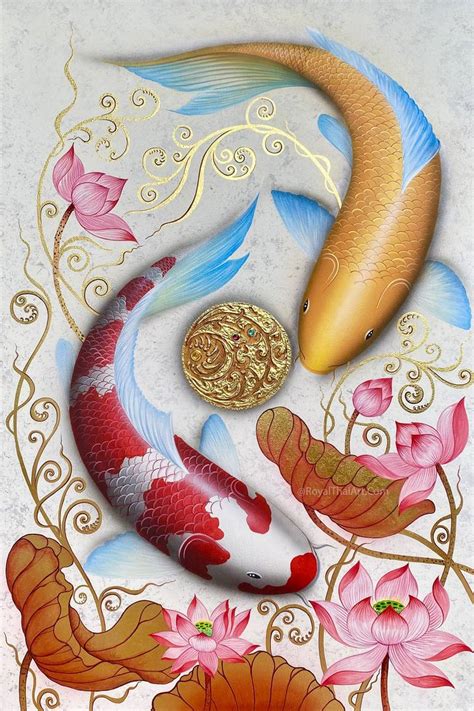 Koi Fish Art For Prosperity Painting by Nannapha Aiamlaaiad | Saatchi Art