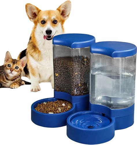 Pet Supplies : Automatic Dog Feeder Water Dispenser Gravity Feeder and Waterer Set 4L with Pet ...