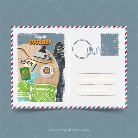 Premium Vector | Travel postcard template