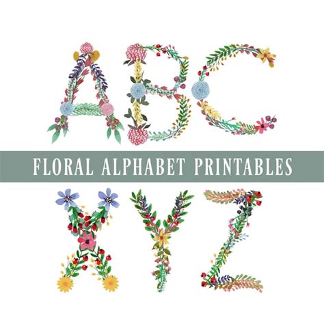 Floral Alphabet Clipart Letters Clipart Floral Alphabet - Etsy