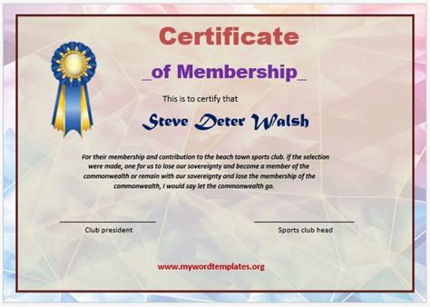 Membership Certificate Templates - My Word Templates