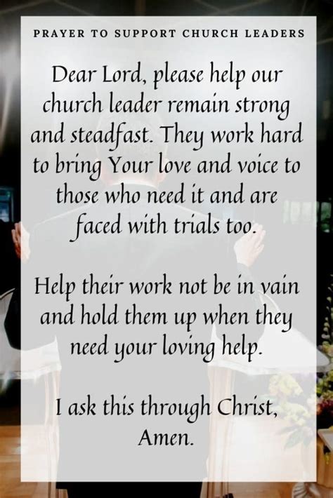 Prayer to Support Church Leaders | Prayer for church, Prayers, Intercession prayers