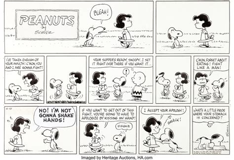 Charles Schulz Peanuts Sunday Comic Strip Snoopy and Lucy Original | Lot #92263 | Heritage Auctions