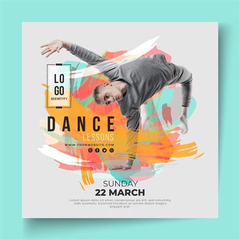 Premium Vector | Dancing lessons square flyer template