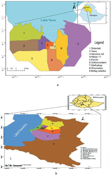 (a)Map of study area (Bahir Dar). (b) Map of study area (Hawassa).... | Download Scientific Diagram