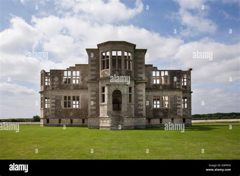 Ruin of old part built National Trust stately home at Lyveden New Bield, Northamptonshire ...