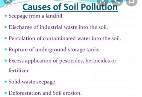 Write any 5 causes of soil pollution: - Biology - Allergy - 14105655 ...