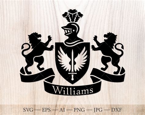 Williams Family crest. Coat of arms svg. Heraldic shield with | Etsy