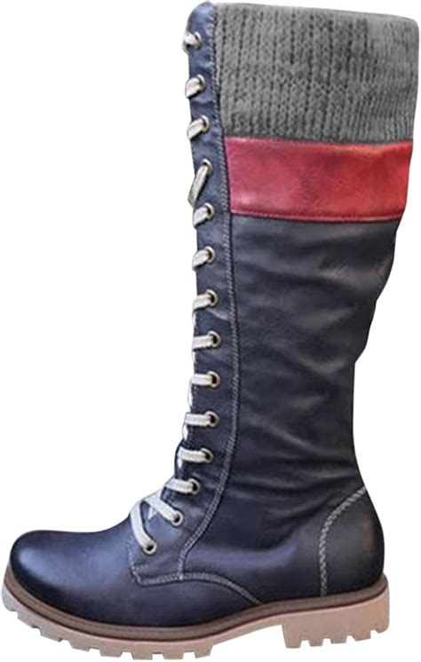 Hohe Stiefel Damen Mit Absatz Lange Stiefel Damen Sexy Flach Winterstiefel Damen Flach Casual ...