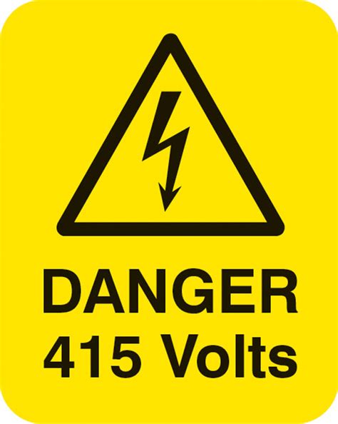 Danger 415 Volts Sheet Of 25 Labels 40x50mm (UK) | Warning Safety Signs