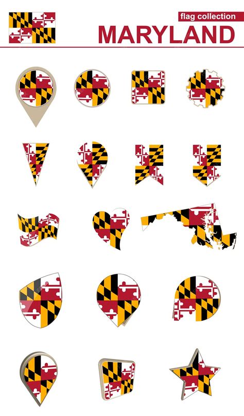 Premium Vector | Maryland flag collection big set for design