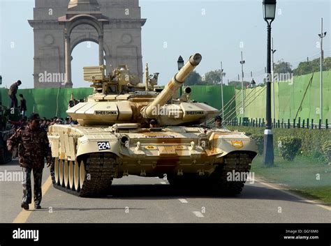 An Indian army tank on display after the annual Republic Day Parade in ...