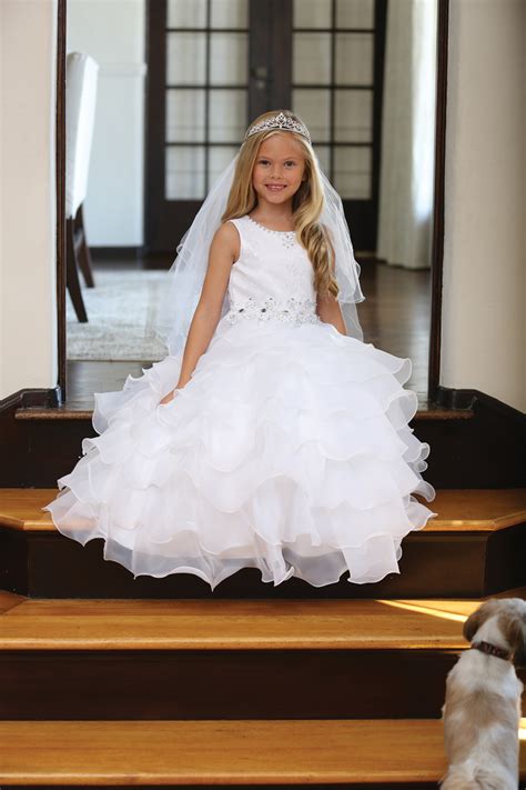 Lace First Communion Dress with Layered Ruffles | Lace First Communion Dresses