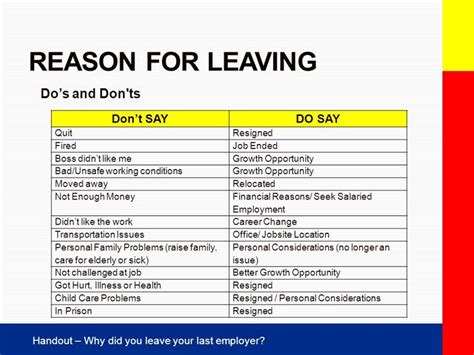 Reasons For Leaving A Job