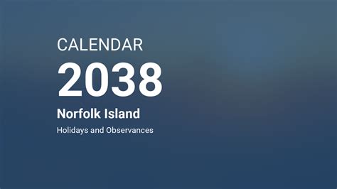 Year 2038 Calendar – Norfolk Island