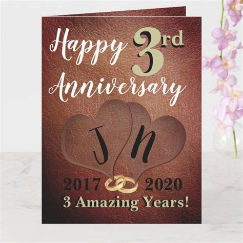 Personalised Happy 3rd Wedding Anniversary Card | Zazzle | Wedding ...