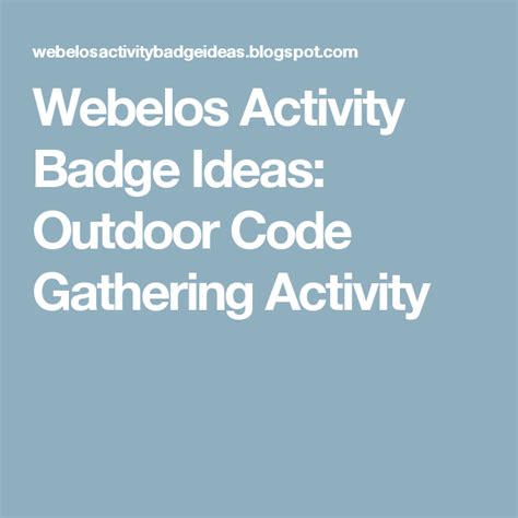 Outdoor Code Gathering Activity | Webelos, Coding