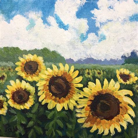 Sunflower Field Acrylic Painting Tutorial - SUNFLOWER