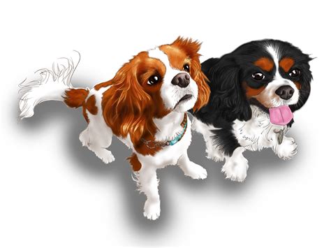 Dog Print Art - Cute Spaniel Duo