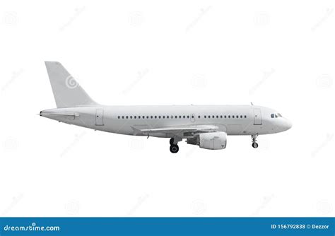 Airplane With Landing Gear Side View Isolated On White Background Royalty-Free Stock Image ...