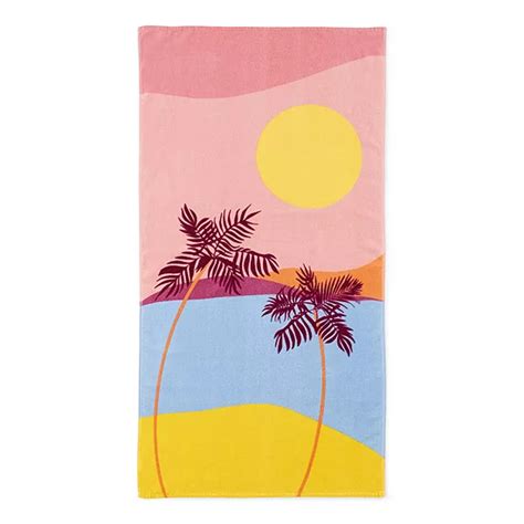 Outdoor Oasis Printed Sunset Palm Beach Towel