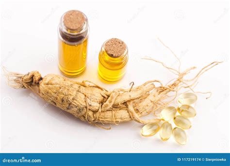 Extract of ginseng root stock photo. Image of health - 117219174