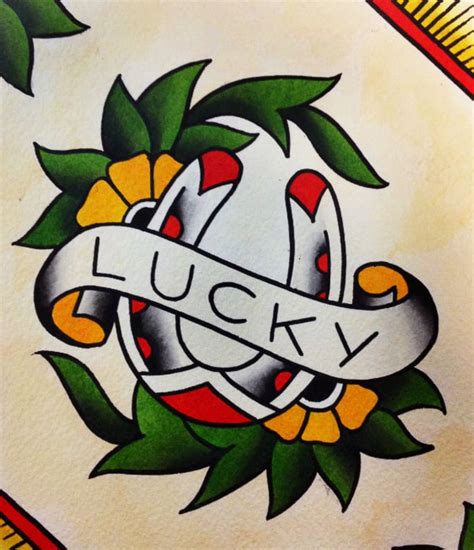 Lucky Horseshoe Tattoo Flash Painting | Old school tattoo designs ...