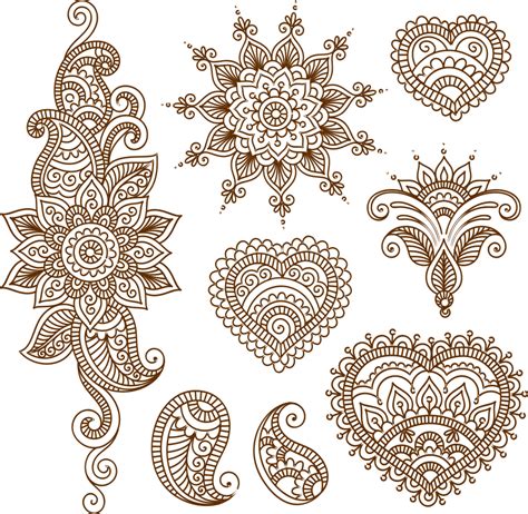 Henna Tattoo Flower Template Mehndi Style Free Vector cdr Download - 3axis.co