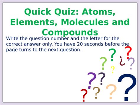 Atoms, Elements, Compounds KS3 quiz on powerpoint. | Teaching Resources