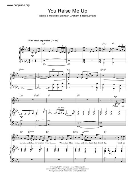 Westlife-You Raise Me Up Sheet Music pdf, - Free Score Download ★