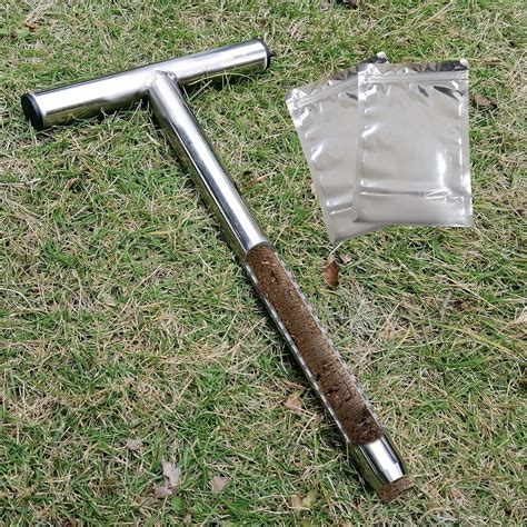 SurmountWay Soil Sampler Probe 12 Inch with 2 Pcs Reusable Sample Bags, Stainless Steel T-Style ...