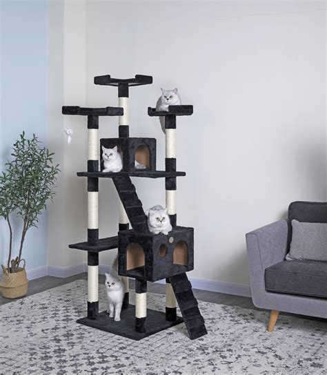 Go Pet Club 72-in Faux Fur Cat Tree & Condo, Black - Chewy.com