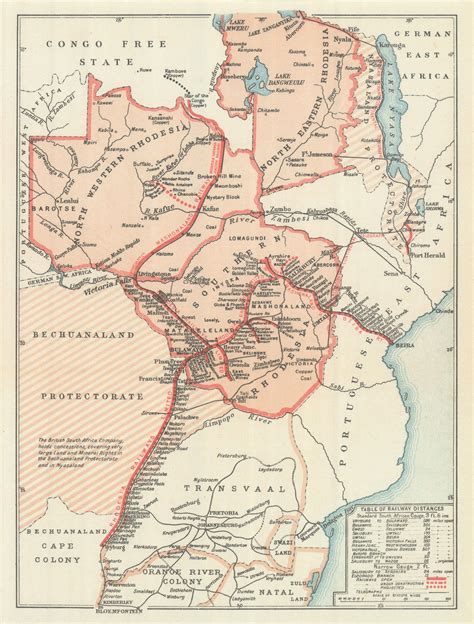 Rhodesia railways. Zimbabwe & Zambia. British South Africa Company 1910 map