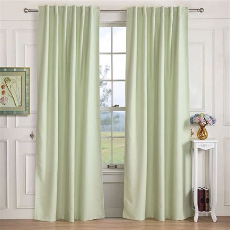 Light Green Solid Blackout Curtains Insulated Thermal Drapes 2Panels ...