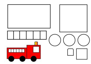 Preschool Shape Fire Truck Craft Template by iTeacher Designer | TPT