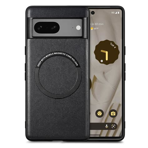 Google Pixel 7A Magnetic Leather Case Support Wireless Charging Black