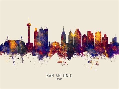 San Antonio Texas Skyline Digital Art by Michael Tompsett - Fine Art ...