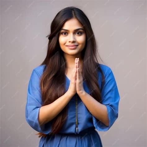 Premium Photo | Sri Lankan Young Woman Greeting Ayubowan Namaste Hand Gesture