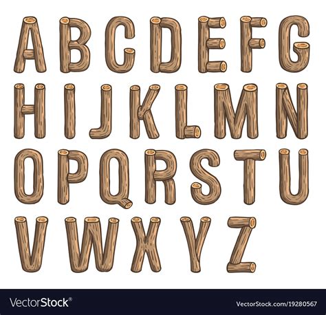 Painted wood font Royalty Free Vector Image - VectorStock