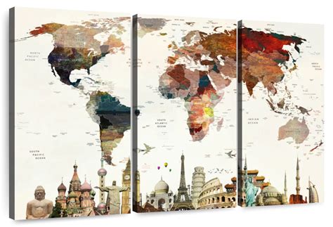 Colorful Stains World Map Wall Art | Digital Art